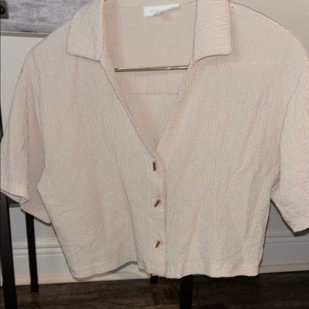 Kirious Los Angeles Women's Cream Button-Up Top Size Small
